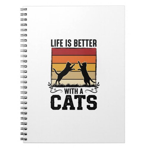 Vintage Cats Quote Retro Sunset Cat Lover Design_1 Notebook