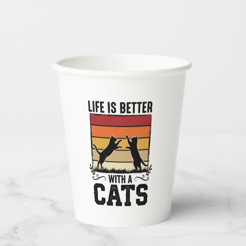 Vintage Cats Quote Retro Sunset Cat Lover Design_1 Paper Cups