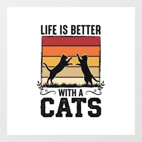 Vintage Cats Quote Retro Sunset Cat Lover Design_1 Window Cling