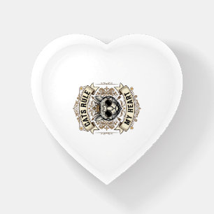 Vintage Cats Rule My Heart Crowned Cat Design_1 Paperweight