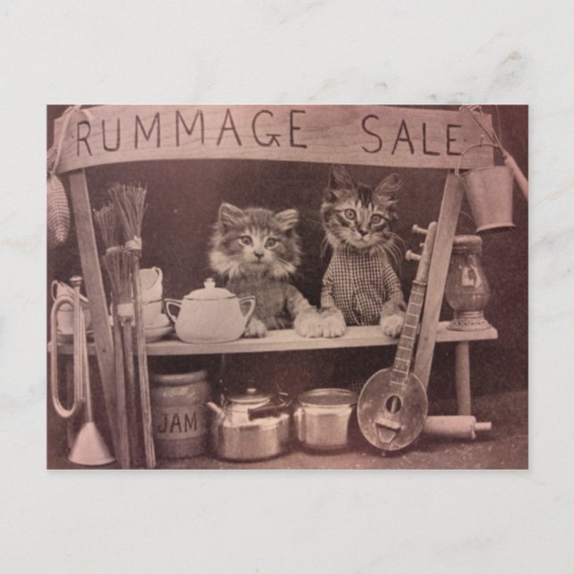 Vintage Cats Rummage Sale Postcard (Front)