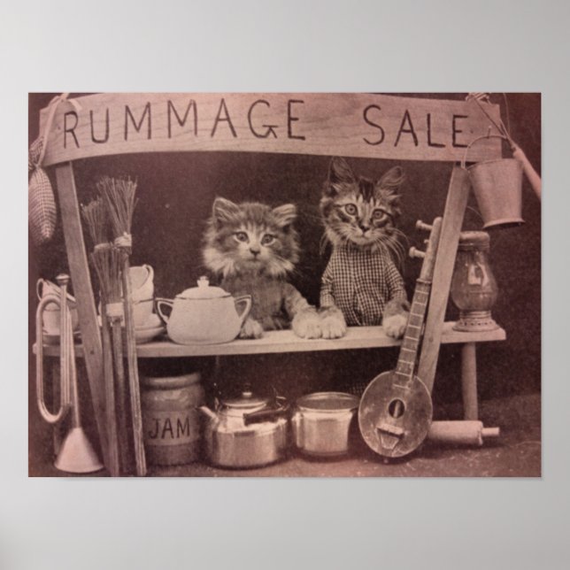 Vintage Cats Rummage Sale Poster (Front)