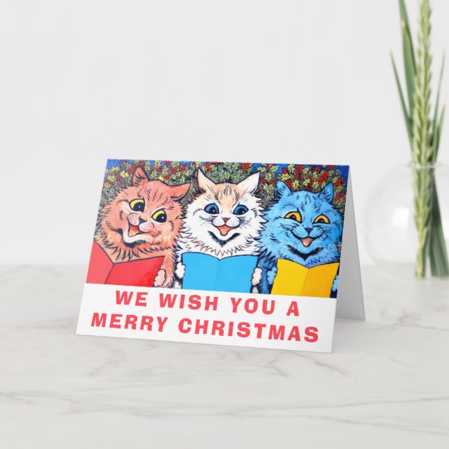 Vintage Cats Singing Christmas Carols #holidayz Holiday Card (Front)
