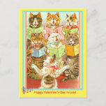 Vintage Cats Singing Valentine Postcard, alt. Tuck Postcard