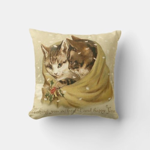 Vintage Cats Throw Pillow