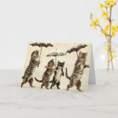 Vintage Cats Walking in the Snow. Card (Yellow Flower)