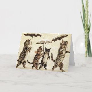 Vintage Cats Walking in the Snow. Card