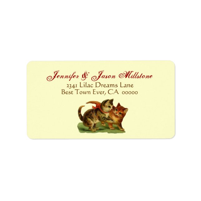 Vintage Cats Wedding Label (Front)