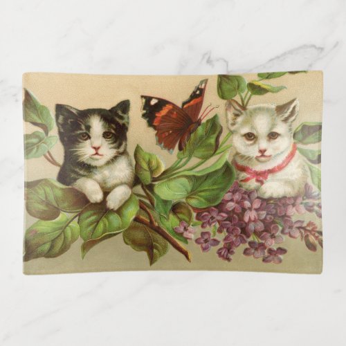 Vintage Cats With Butterfly Trinket Tray