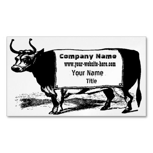 Vintage Cattle Rancher Beef Cow Magnetic Business Card