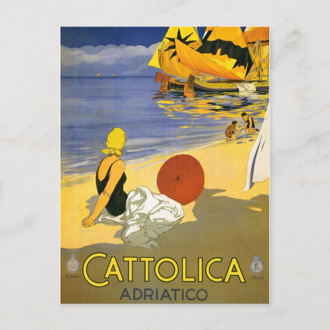 Vintage Cattolica Italian Travel Art Postcard (Front)