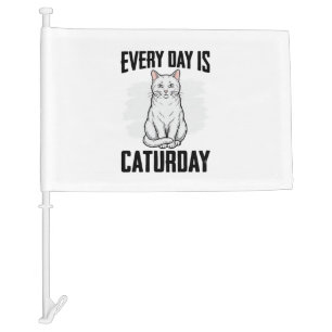 Vintage Caturday Cat Lover Funny Shirt Design_1 Car Flag