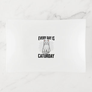 Vintage Caturday Cat Lover Funny Shirt Design_1 Trinket Tray