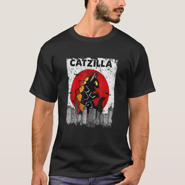 Vintage Catzilla Ee Kitten And Cat T-Shirt (Front)