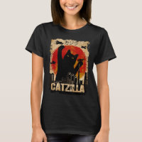 Vintage Catzilla Funny Black Cat  T-Shirt