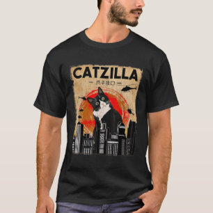Vintage Catzilla - Funny Tuxedo Cat And Kitten T-Shirt