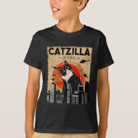Vintage Catzilla - Funny Tuxedo Cat And Kitten