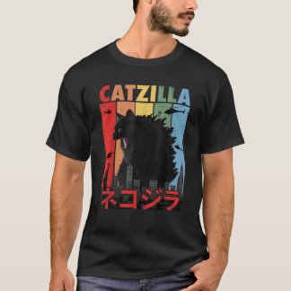 Vintage Catzilla Japanese Funny Cat Gifts For Men  T-Shirt