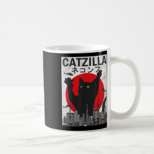 Vintage Catzilla Japanese Sunset Style Cat Kitten Coffee Mug