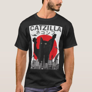 Vintage Catzilla Japanese Sunset Style Cat Kitten  T-Shirt