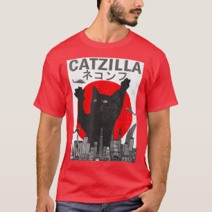 Vintage Catzilla Japanese Sunset Style Cat Kitten T-Shirt