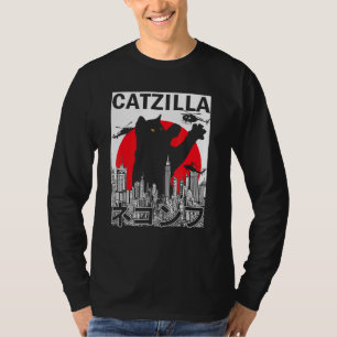 Vintage Catzilla Japanese Sunset Style Cat Kitten T-Shirt