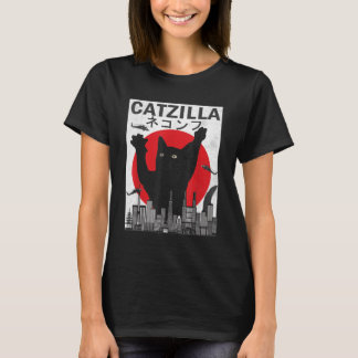 Vintage Catzilla Japanese Sunset Style Cat Kitten T-Shirt