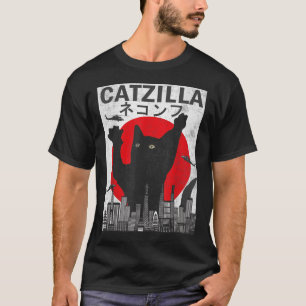 Vintage Catzilla Japanese Sunset Style Cat Kitten T-Shirt