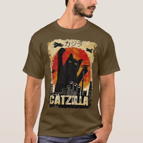 Vintage Catzilla tee  Funny Kitten and Cat 
