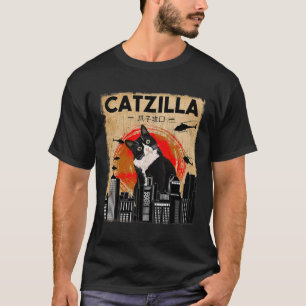 Vintage Catzilla Tee - Funny Tuxedo Cat And Kitten