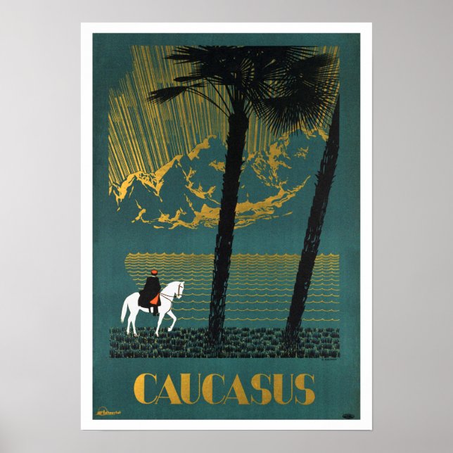 Vintage Caucasus Mountains Travel Poster (Front)