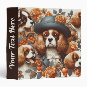 Vintage Cavalier King Charles Spaniel Painting 3 Ring Binder
