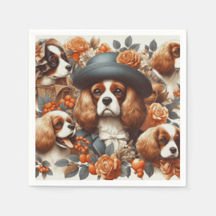 Vintage Cavalier King Charles Spaniel Painting Napkins