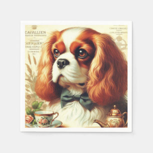 Vintage Cavalier King Charles Spaniel Painting Napkins