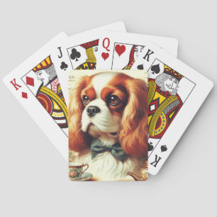 Vintage Cavalier King Charles Spaniel  Painting Poker Cards