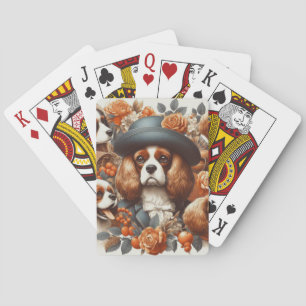 Vintage Cavalier King Charles Spaniel  Painting Poker Cards
