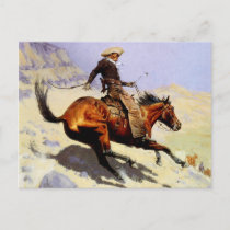 Vintage Cavalry Military, The Cowboy by Remington Postcard