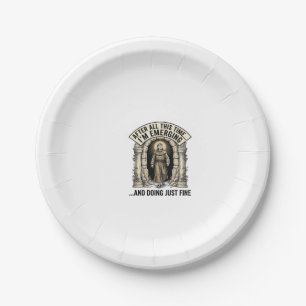 Vintage Cave Humor Engraving Graphic Shirt Design_ Paper Plates