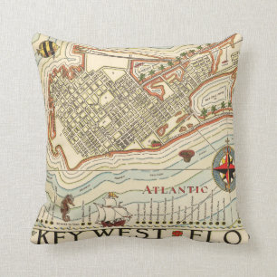 Vintage Cayo Hueso Throw Pillow