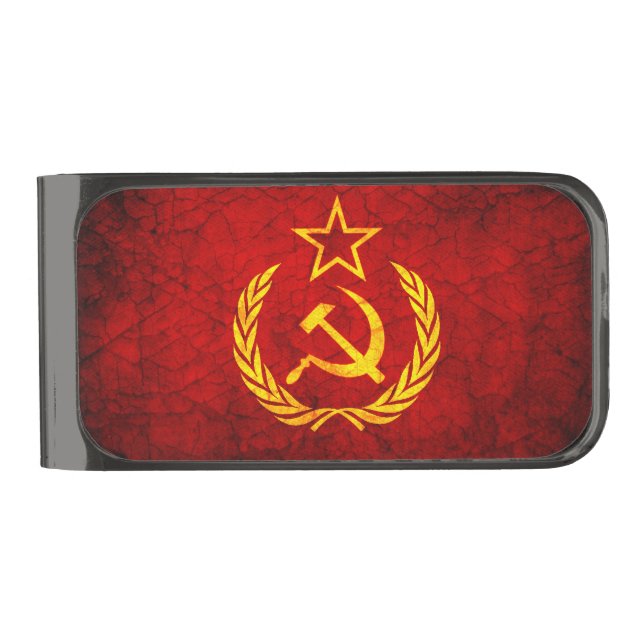 Vintage CCCP flag Gunmetal Finish Money Clip (Front)