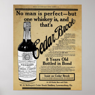 Vintage Cedar Brook Whiskey Bar Print Ad