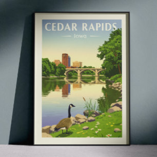 Vintage Cedar Rapids Iowa Poster