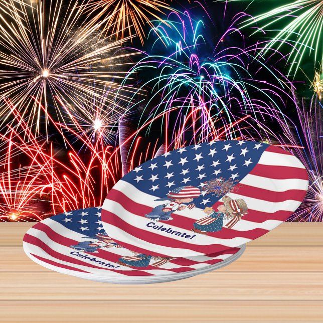 Vintage Celebrate American Flag Paper Plates (Vintage Celebrate American Flag Paper Plates)