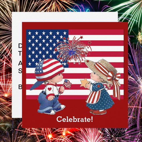 Vintage Celebrate American Flag Party Invitation