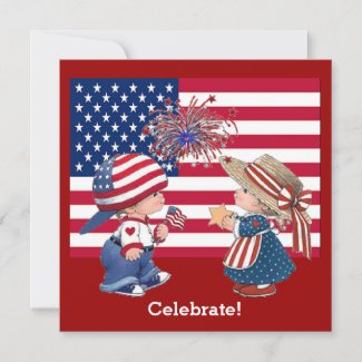 Vintage Celebrate American Flag Party Invitation