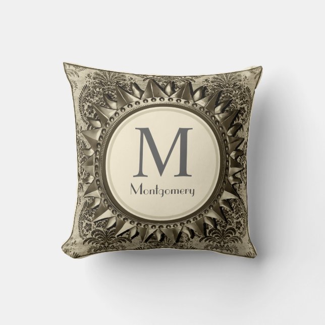 Vintage Celestial Antique Sun Frame - Personalized Throw Pillow (Front)
