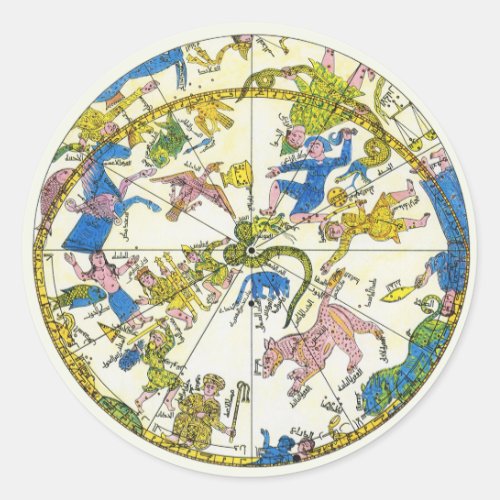 Vintage Celestial Arabic Sphere Constellations Classic Round Sticker