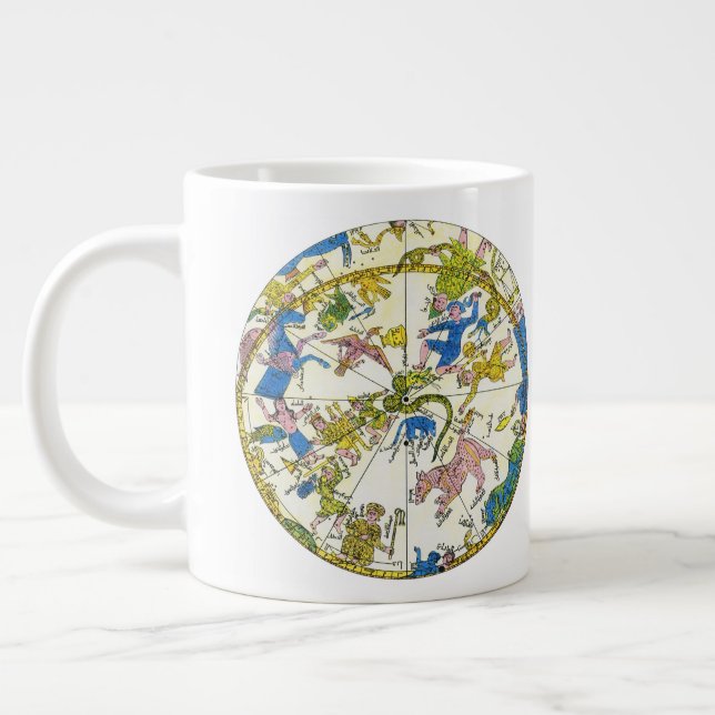 Vintage Celestial, Arabic Sphere, Constellations Giant Coffee Mug (Left)