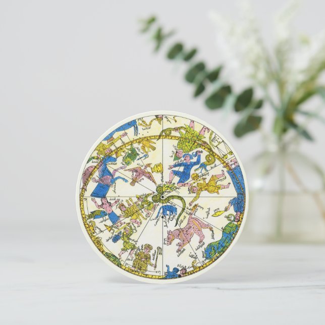 Vintage Celestial, Arabic Sphere, Constellations Invitation (Standing Front)