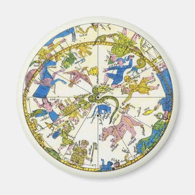 Vintage Celestial, Arabic Sphere, Constellations Magnet (Front)